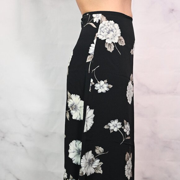 Black Floral Long Flowy Skirt - Size Small - Picture 5 of 7